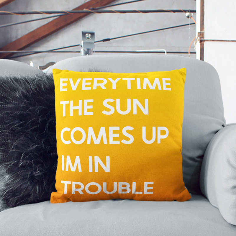 Everytime the Sun Comes up Typography Scatter Cushion, 40cm H x 40cm W x 15cm D, Black