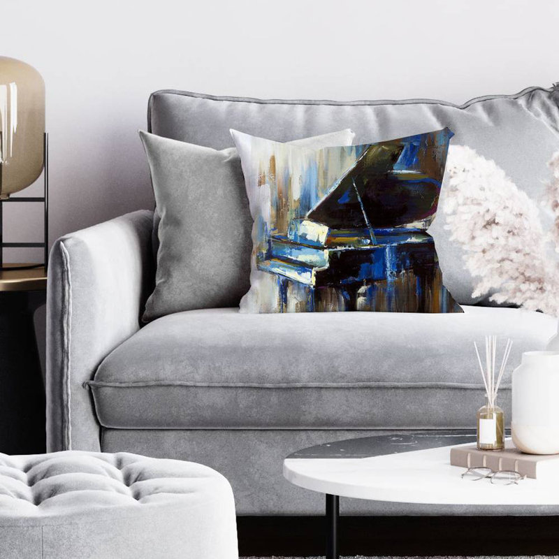 Abstract grand piano - 16"x16" Throw pillow cover - Poly twill - Print on demand