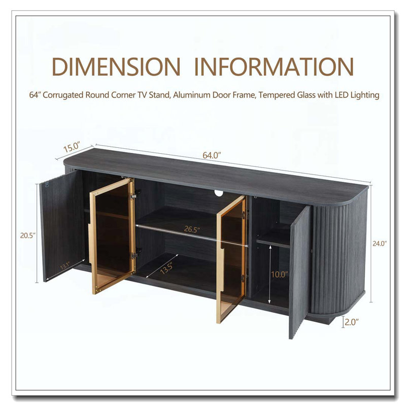Armoire de rangement ondulée, armoire en verre trempé à cadre en aluminium pour salon / chambre à coucher / vestibule.