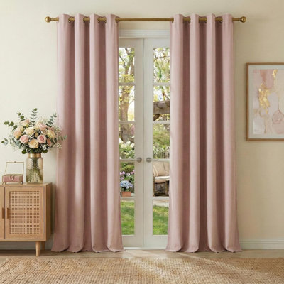 Rideaux en velours rose occultant pleine longueur 8 pi de long pour la chambre à coucher, rideaux à œillets élégants, isolant, isolant, écoénergétique, isolant, pour fenêtre, 52 W