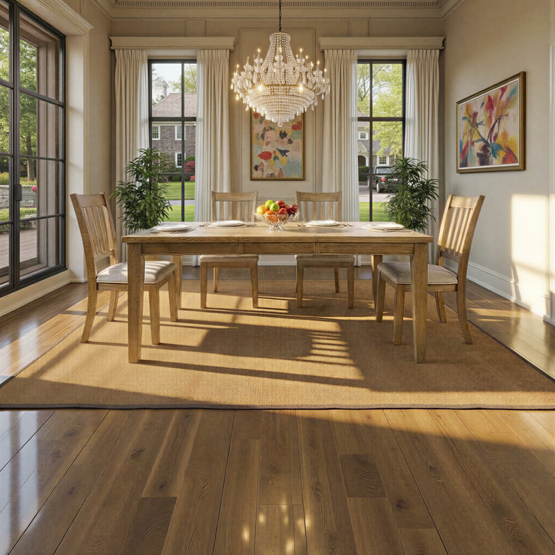 Langford Modern Transitional 5 Piece Dining Set - Light Brown, 5 Pieces: Table, 4 Chairs, Brown