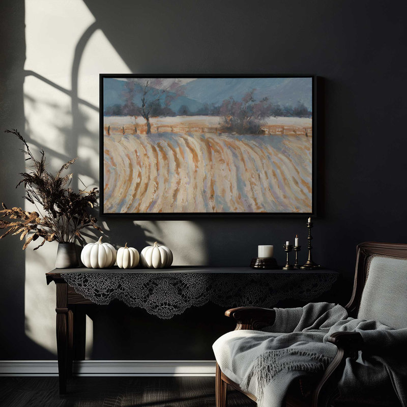 «Valley Snowfall» par Carson Overs passer, reproduction d'art sur toile, Noir, Cadre flottant, H 12 po x l 16 po