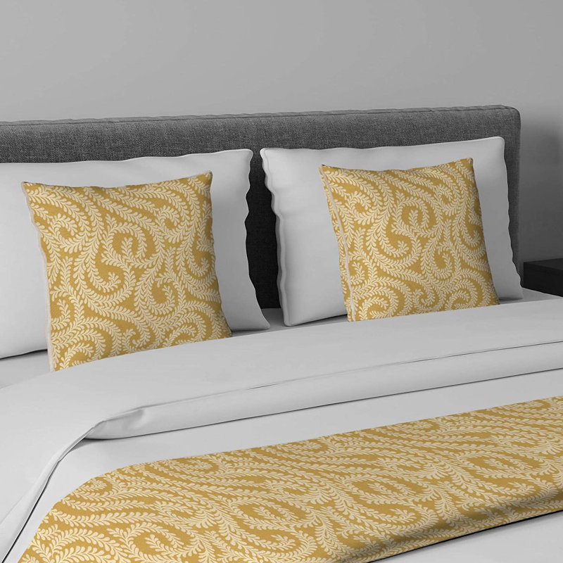 Petya Rayon Geometric Shapes Bedspread, Ochre Yellow
