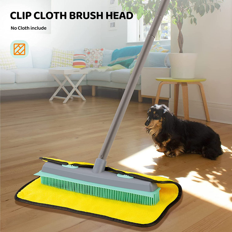Conliwell Rubber Broom Carpet Rake for Pet Hair, Fur Remover Broom with  Squeegee and 18 Professional Microfiber Mop Floor Cleaning System