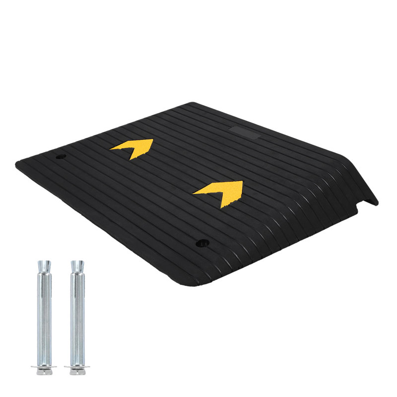 Rampe de seuil en caoutchouc de 10 cm de hauteur – Capacité de 15 tonnes – Rampe portable pour fauteuil roulant avec passe-câble, surface antidérapante toutes saisons pour portes, marches, voitures et animaux domestiques (90 cm x 61 cm)
