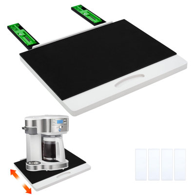 Glissière en bambou, plateau coulissant pour cafetière, plateau roulant pour appareils de comptoir de cuisine, glisse facilement sous l'armoire, blanc