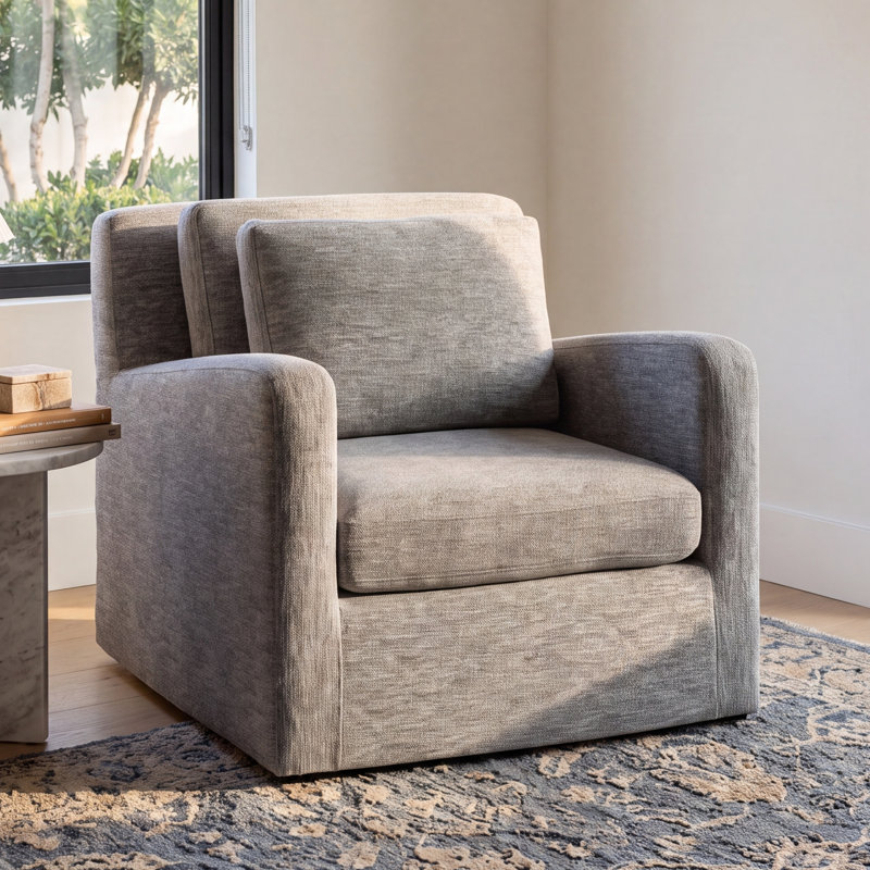 Nessa Upholstered Club Chair, Castlerock Gray Basketweave
