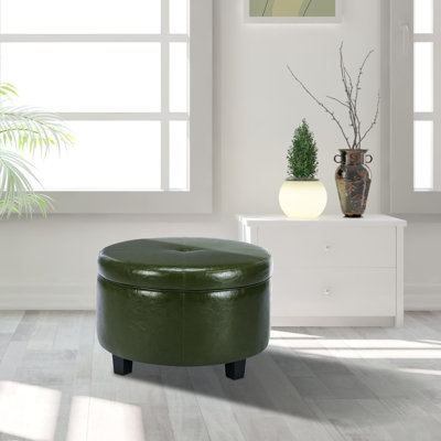 Canek Faux Leather Storage Ottoman with Wooden Legs