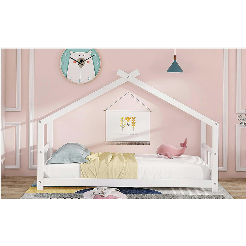 Lit double en bois, blanc, Lit simple, Blanc