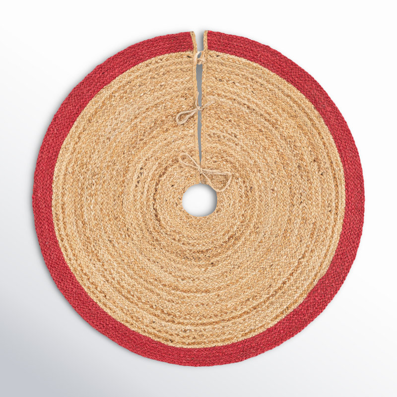 Jupe d'arbre de Noël à tisser Unique, Beige, Rond 3 pi 1 po