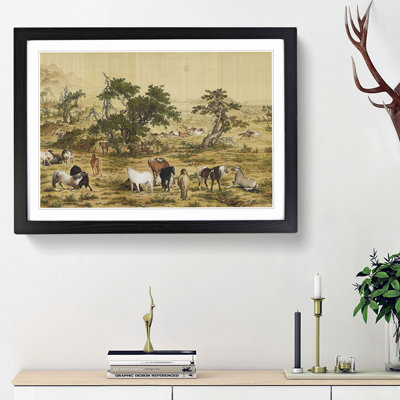 One Hundred Horses by Lang Shining - Picture Frame Painting Print