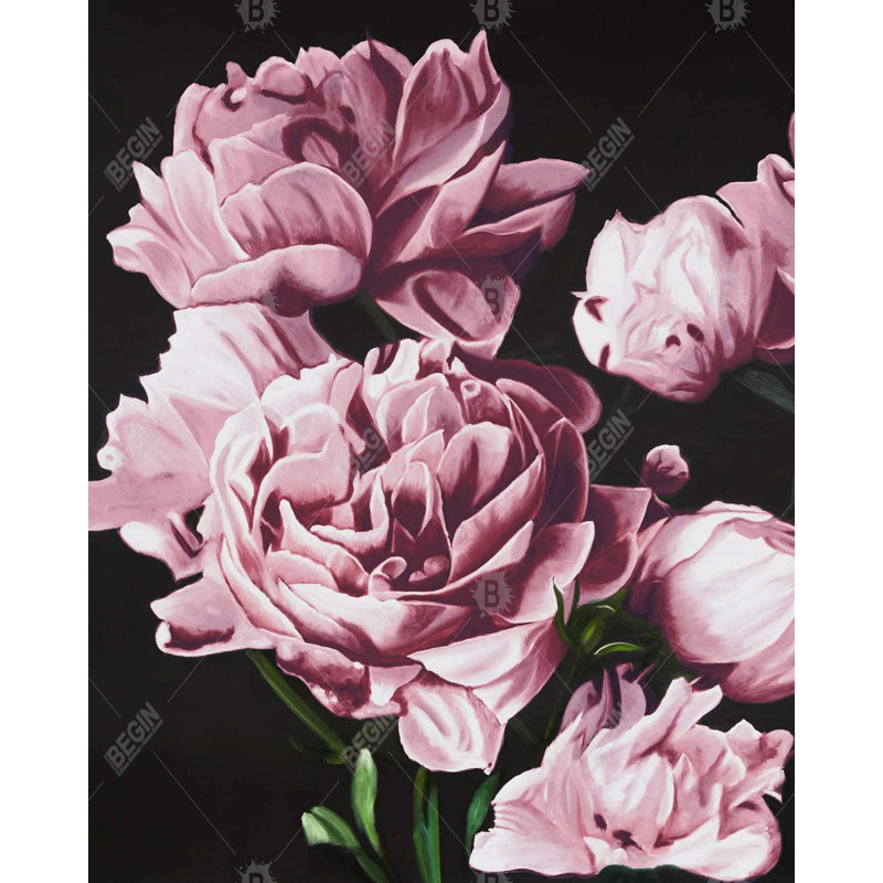 Pink Peonies Print On Canvas, H 60 po x l 48 po