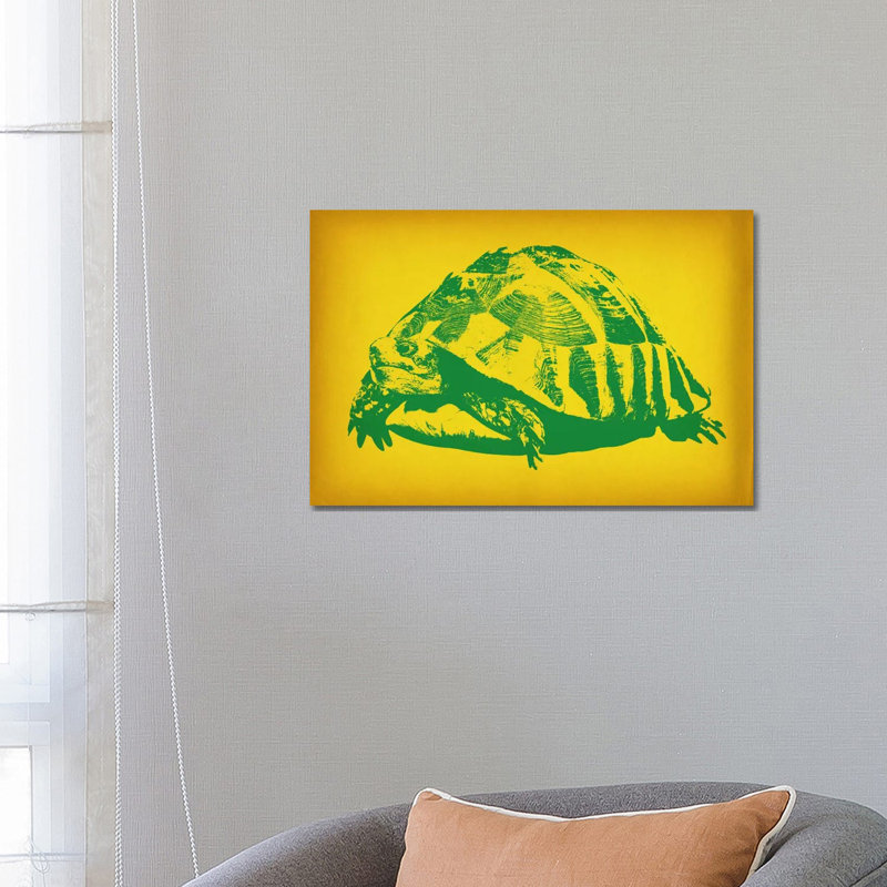Tortue verte - impression sur toile, H 18 po x l 26 po x P 1,5 po, Toile tendue, Aucun mat