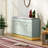 Modern White Gold Trim Shoe Bench with Flip Doors & Padded Seat, Entryway Hidden Shoe Storage Cabinet Bench-1075086931