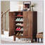 Armoire à chaussures à 5 niveaux Farmhouse Brown avec portes rondes à persiennes pour un rangement élégant et ventilé