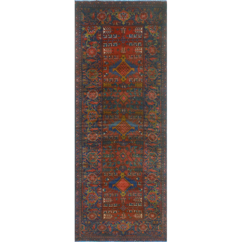 One-of-a-Kind 3'5" x 9'1" 1980s Runner Wool Area Rug in