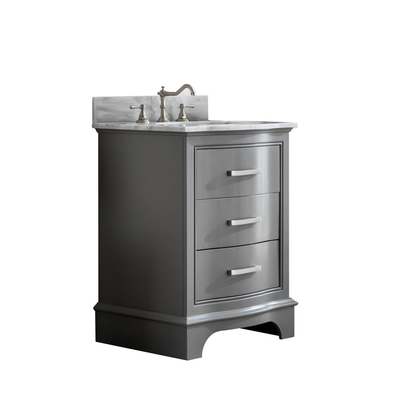 Goleta 24'' Single Bathroom Vanity with Marble Top, Gray/Brushed nickel