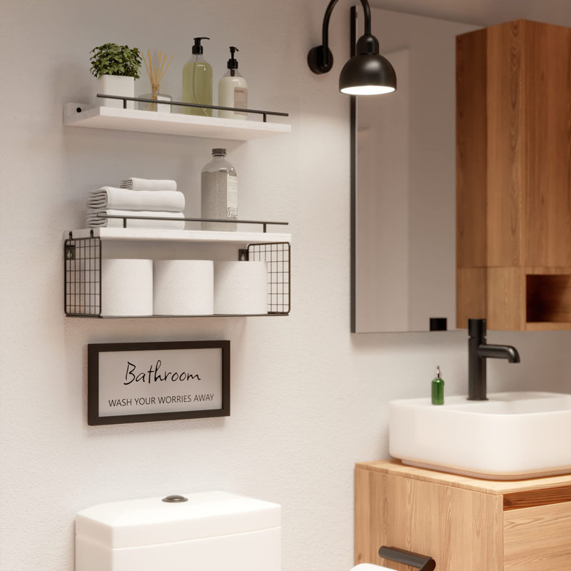 Tablettes flottantes murales avec enseigne murale, Brun