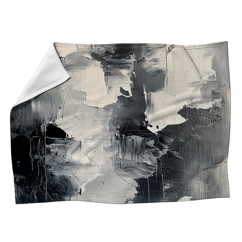Jeté polaire monochrome Strokes - Jetés abstraits pour canapés ou lits, L 50 po x L 60 po