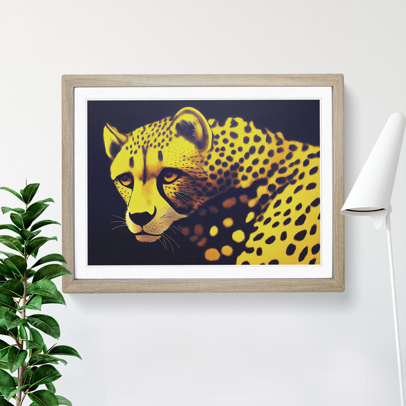 Striking Cheetah - Framed Print, 46cm H x 64cm W x 2cm D, Oak