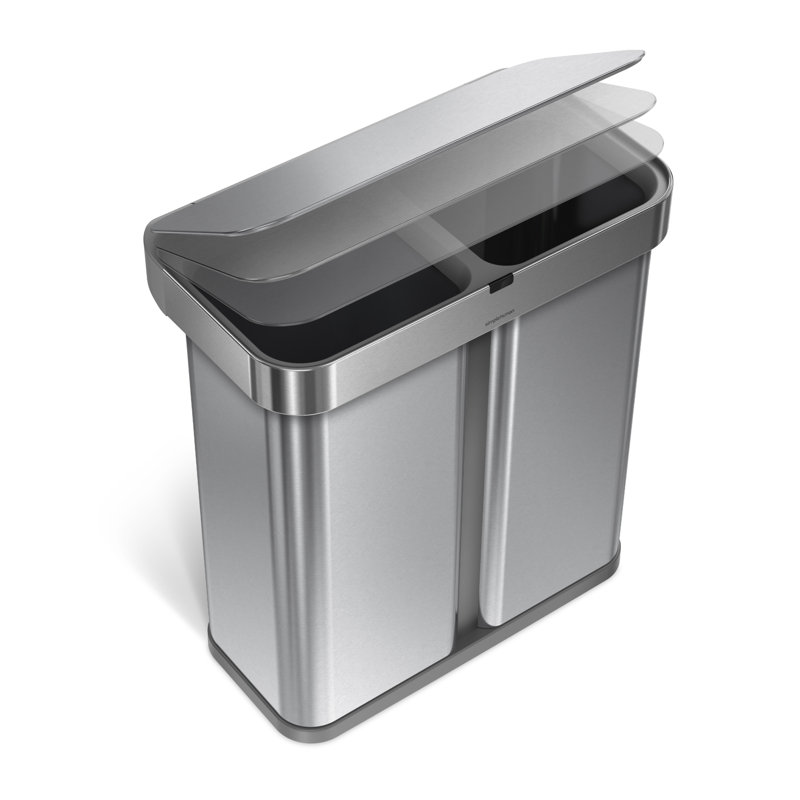 simplehuman 58L sensor recycler with voice and motion control, brushed stainless steel