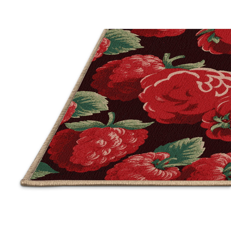  Tapis lavable framboise et fruits rouges, Carré 3 pi