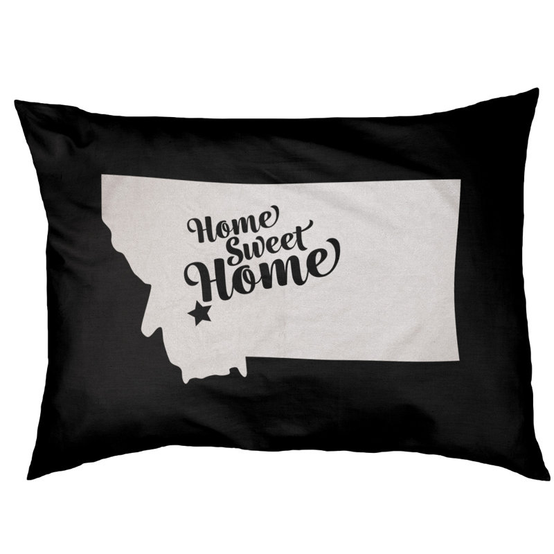 Coussin d'extérieur pour chien Home Sweet, Petit (l 28 po x P 18 po x H 6 po), Noir, Butte