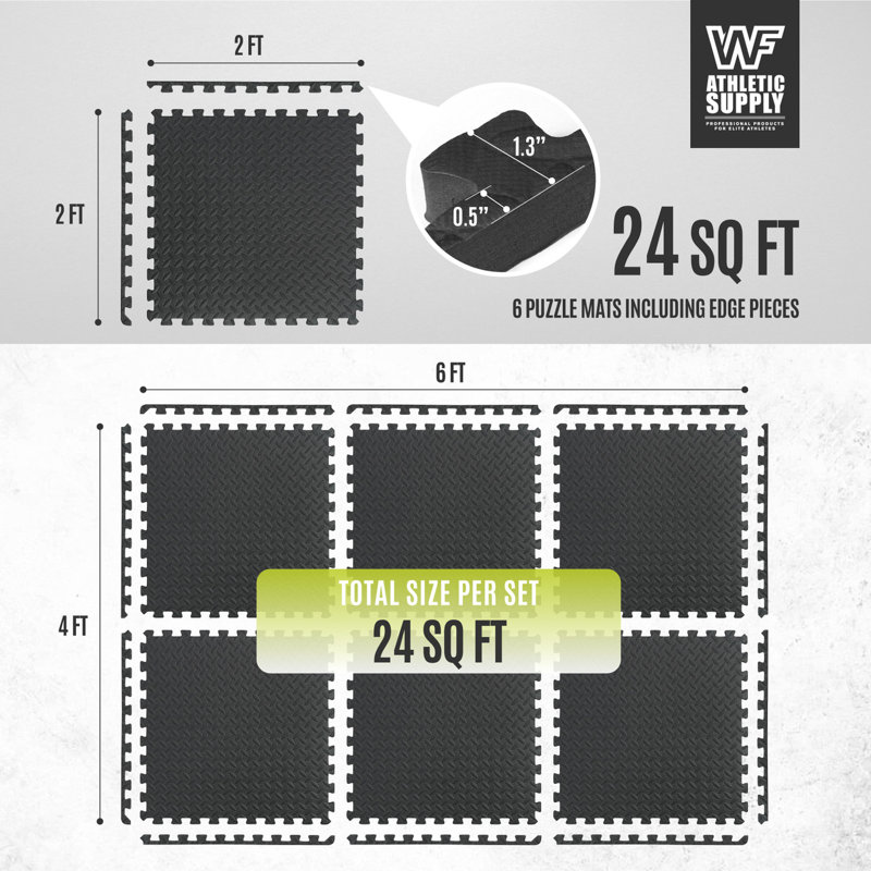 Black Diamond Pattern Interlocking Foam Gym Floor Tiles