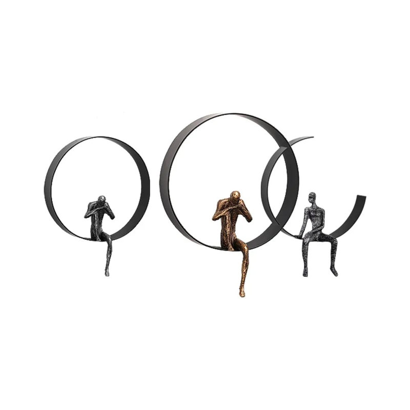 Modern 3D Artistic Figure Metal And Resin Wall Decor In Black