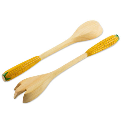 Ensemble de 2 tables à salade en bois doré corn cypress Desroches
