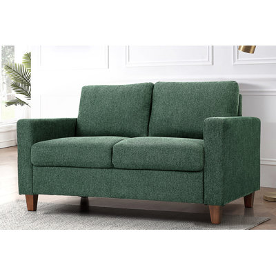 Mid-Century Modern 2-Seater Loveseat Sofa, Upholstered Couch with High Density Foam Cushion