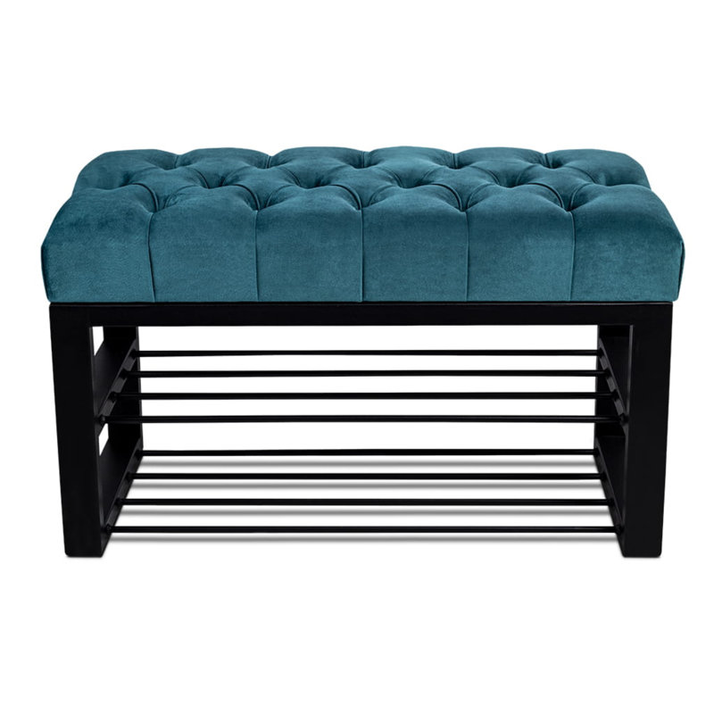 Avaeah Upholstered Storage Bench, Blue/Black, H45 x W80 x D35cm