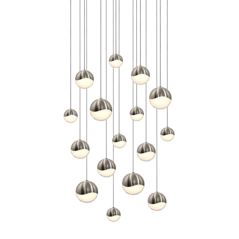 Grapes 16 - Light LED Pendant, 3.75" H x 23.75" W x 23.75" D, Satin Nickel