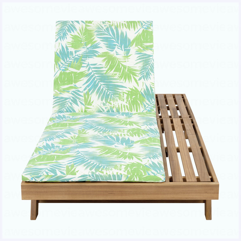 Lounge Chaise Set, Space Available On One Side, Acacia Wood In Light Brown With Water-Resistant Lounge Cushions (Leaf Coconut & 2 Inch Thick) – Matching Cream/Dark Grey Version Available