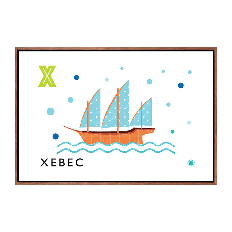 «X is for Xebec» - impression, H 18 po x l 26 po x P 1,5 po, Toile avec cadre brun, Pas de tapis