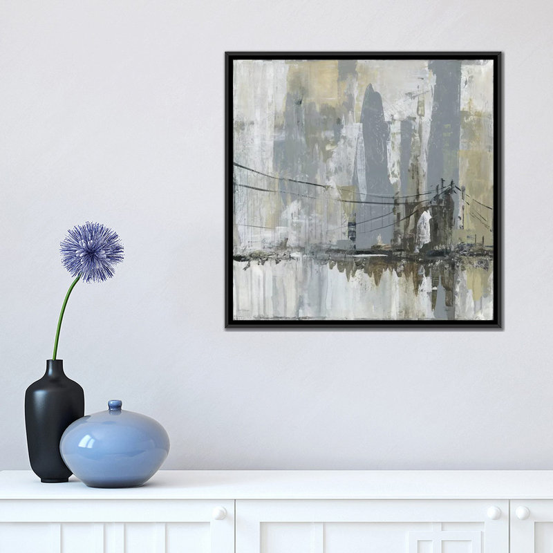 «Midtown Bridge II», reproduction sur toile, H 26 po x l 26 po x P 1,5 po, Toile encadrée noire, Pas de tapis