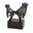 Polystone Weathered Patina Linked Hands Decorative Sculpture with Block Base and Gold Accents