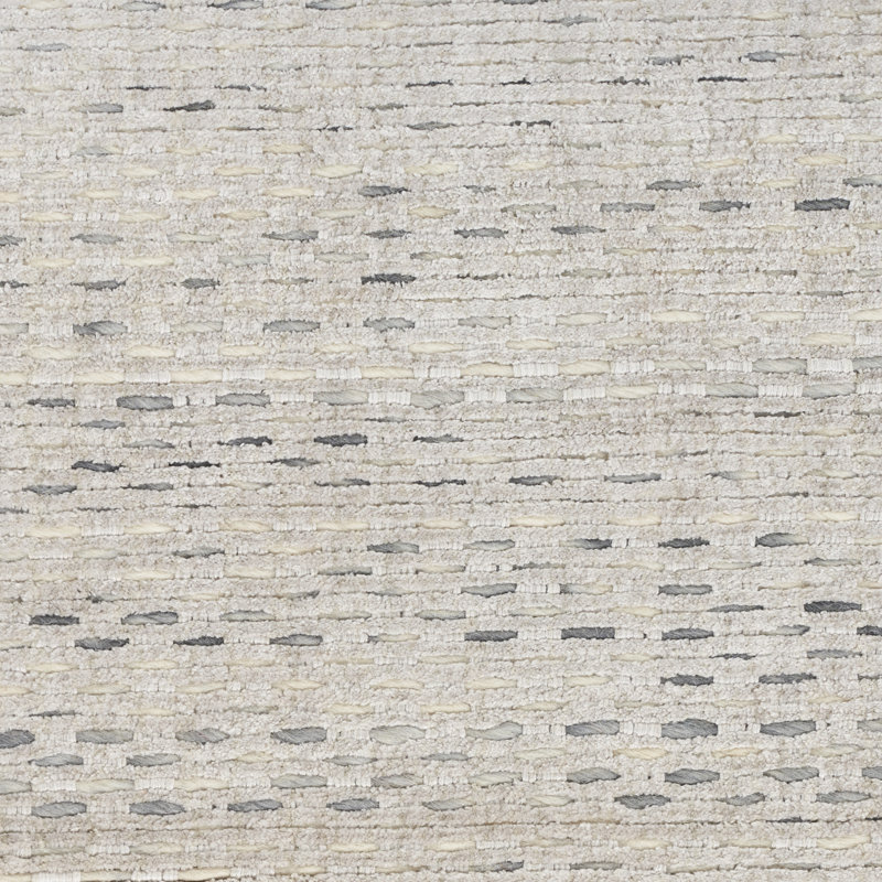 Tapis gris rayé en laine / viscose fait à la main Rectangle Valley, Rectangle 9 pi 9 po x 13 pi 9 po