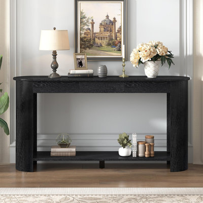 Console en placage de chêne moderne de 59,8 po avec 3 tiroirs U_Style