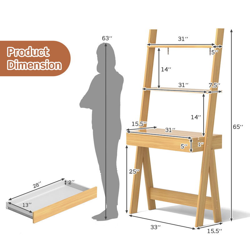 Leaning / Ladder Desk, Natural