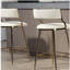 Tabouret de bar pour îlot de cuisine en velours côtelé avec dossier, base chromée dorée et repose-pieds, ensemble de 2