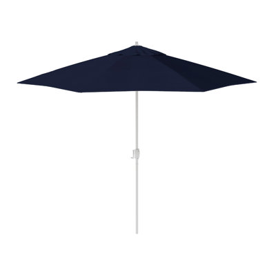 9 pi. Parasol en aluminium blanc mat avec parasol en fibre de verre et inclinaison automatique Sunbrella
