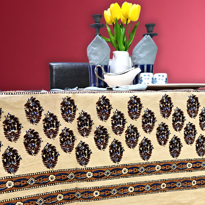Floral 100% Cotton Tablecloth, 60'' Square