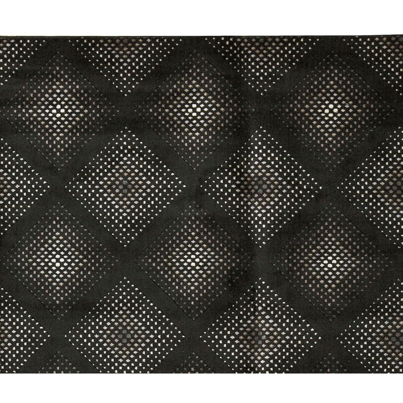Wool Geometric Area Rug in Black