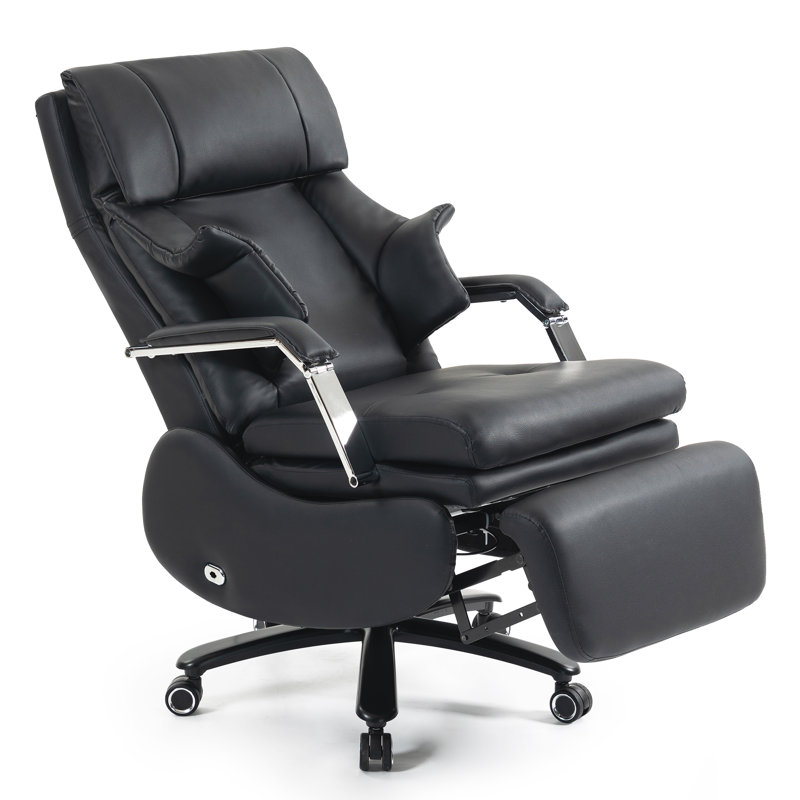 Fauteuil de direction électrique en cuir avec repose-pieds, chaise de bureau inclinable grande et grande de 600 lb, massage 3D et soutien lombaire, chaise d'ordinateur robuste à haut dossier et hauteur réglable