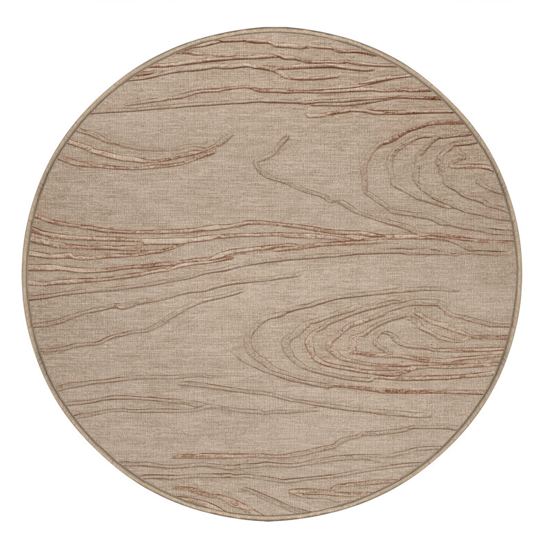 Tapis beige lavable à la machine, Rond 4 pi