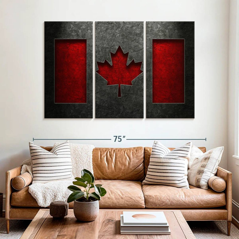 Borges Canadian Flag Stone Texture, 42" H x 65" W