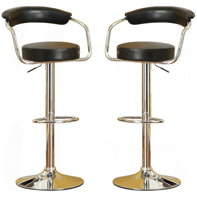 Ensemble de 2 tabourets de bar pivotants de style contemporain, Noir