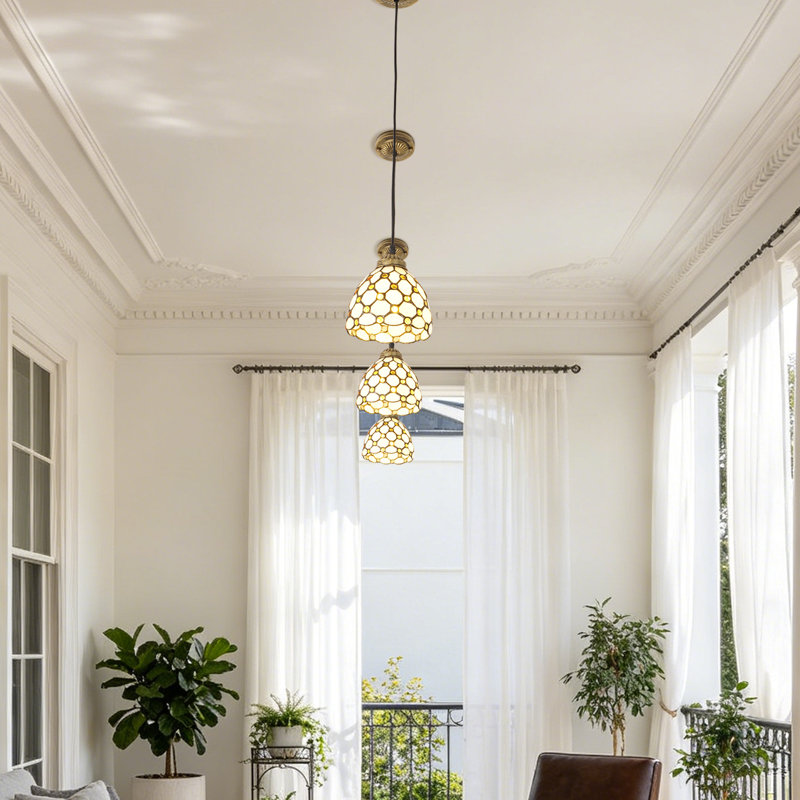 Luminaire suspendu suspendu en verre coloré à une lumière avec abat-jour en verre artistique