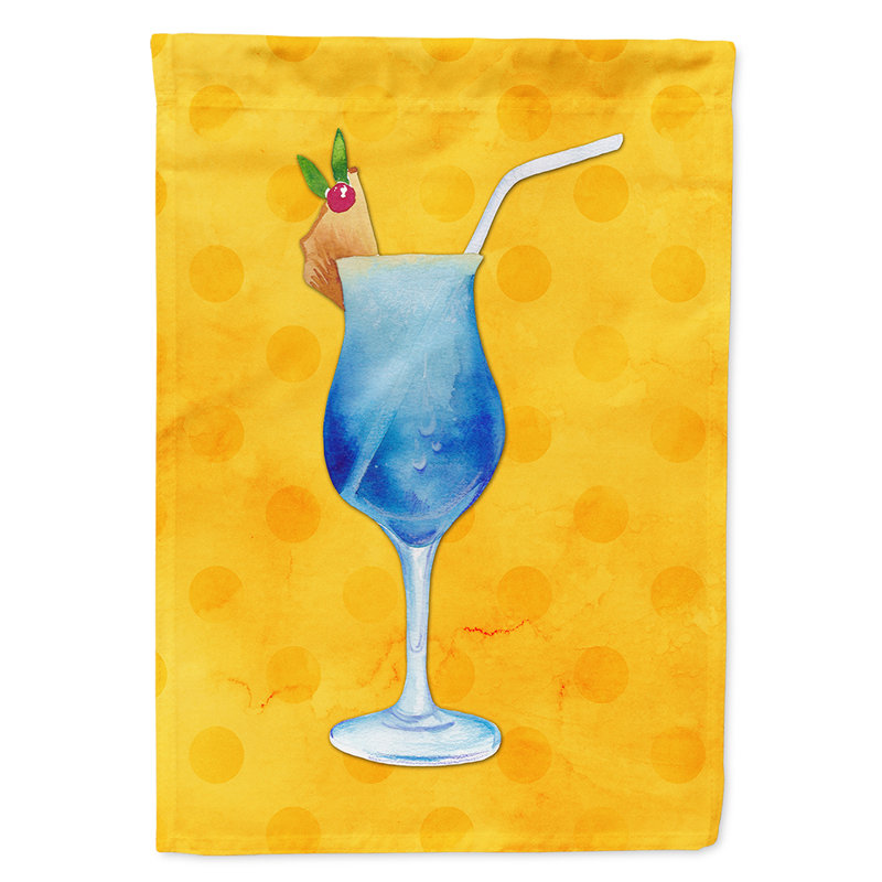 Drapeau de jardin en polyester 15 po x 11 po Theisen Summer Cocktail Polkadot, Jaune